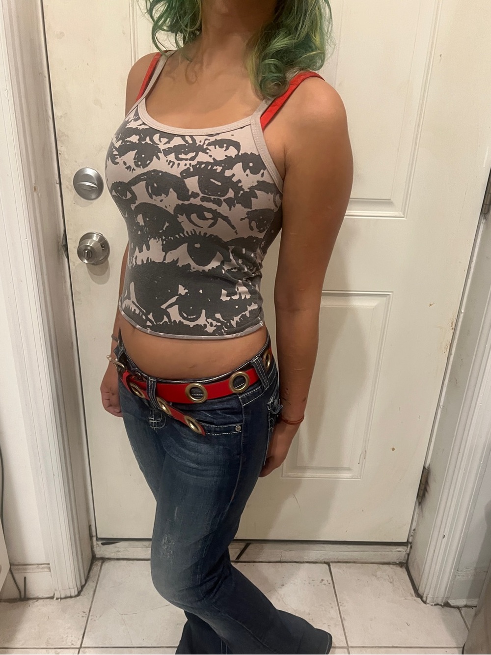 Y2K Gray Print Tank Top